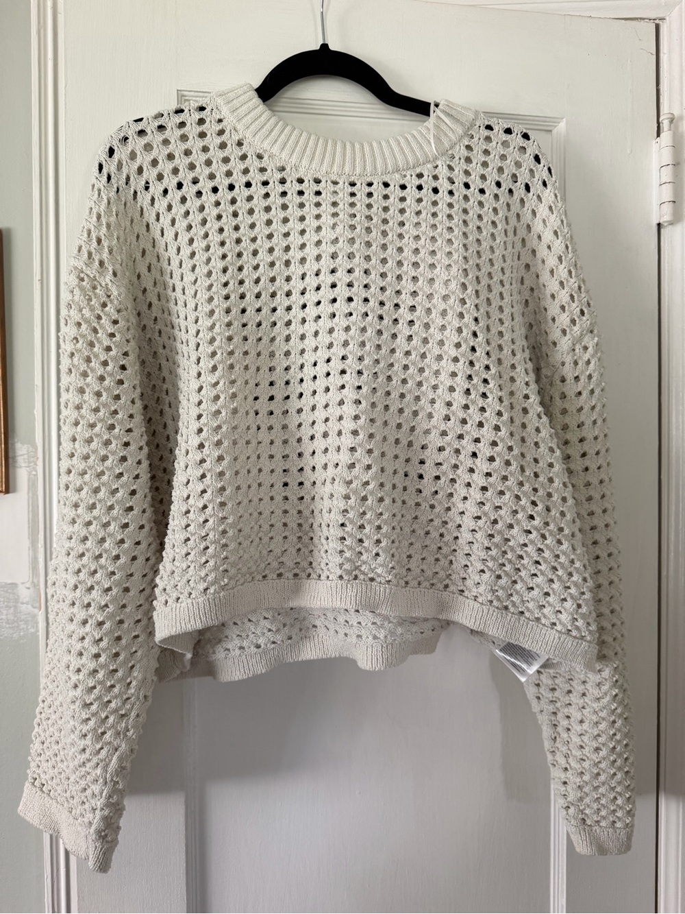 H&M Open-Knit Scoopneck Sweater in Cream